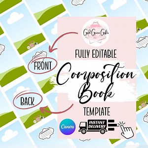 Editable Composition Book Cover Templates | Canva Drag & Drop Bundle | Printable Journal Covers for DIY Notebooks - Etsy Canada