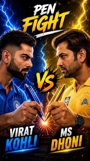 MS Dhoni vs Virat Kohli 🖊️🔥 Ultimate Pen Fight Battle! #shorts #viral