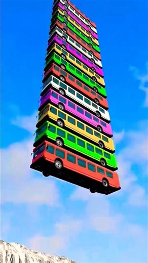 Mixed Rainbow Cars & Buses Fall Crash 😱 | Extreme Drop | BeamNG.Drive#beamngdrive