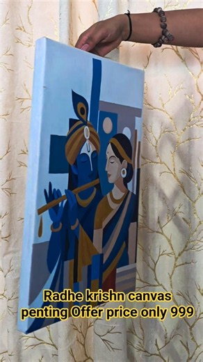 🕉️ Shree Radha–Krishna 💙 | Handmade Acrylic Canvas Painting 🎨✨ #trending #art #radhekrishna