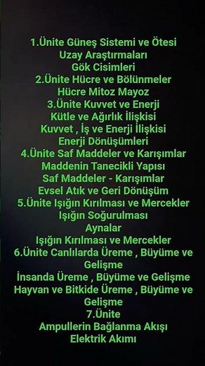 7.sınıf Fen Bilimleri Konuları