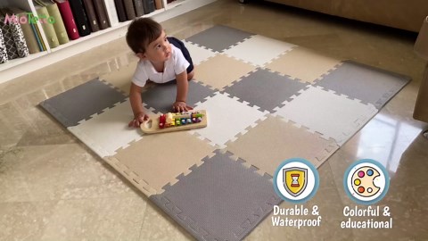 MioTetto Baby Play Mat, Soft Foam Floor Tiles for Kids. Adjustable Interlocking Foam Tiles, Fits with 50x50 Playpen Baby mat for Crawling & Development, Safe & Non-Toxic Playmat for Babies 6-12 Months