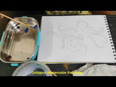 🌊Easy Octopus Watercolor Painting for Kids🐙#watercolor #watercolorpainting