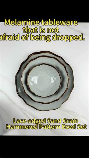 Melamine ware Lace-edged Sand Grain Hammered Pattern Bowl Set #tableware #melamine #factorywork