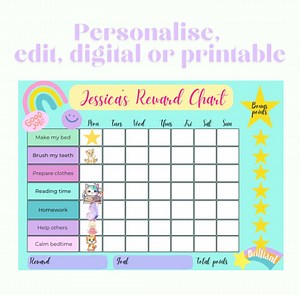 Personalized Kids Reward Chart Editable Star Rewards Digital Download Custom Printable Chore Rewards - Etsy Australia