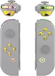 eXtremeRate 7 Colors 9 Modes NS Joycon DFS LED Kit, Multi-Colors Luminated Chrome Gold Classical Symbols ABXY Trigger Face Buttons for Nintendo Switch & Switch OLED Model Joycon - Joycon NOT Included