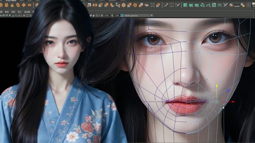 【Maya角色建模】从拉box开始制作长发大美女角色模型，maya女性角色建模教程！！！