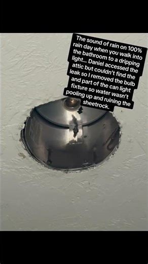 When your roof leaks through a light fixture… don’t turn the light on. Remove the fixture if safe.