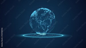 earth global rotation scanning screen motion effect animation for global analyzing concept design