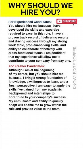 Why Should We Hire You? Interview Questions and Answers