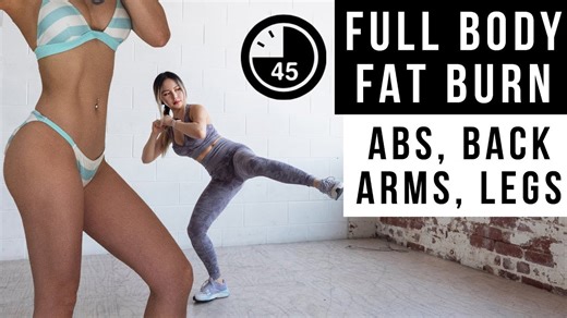 45 Min Full Body FAT BURN Workout Get Flat Abs, Lean Legs & Arms No Jumping Ver Included