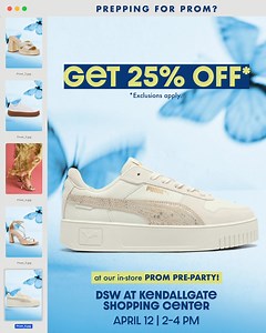 10K views · 65 reactions | Grab your besties and prep for prom at your participating DSW store. Enjoy giveaways, exclusive in-store savings, and more! | DSW Designer Shoe Warehouse | Facebook