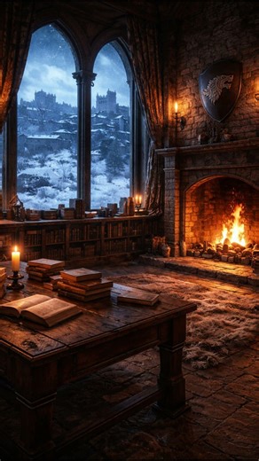Cozy Game of Thrones Winterfell Library Ambience 📚🔥❄️ #shorts