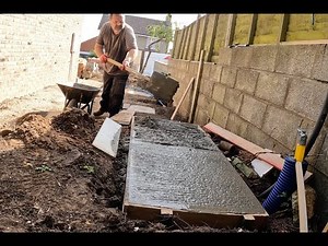 Garden Project part 33. Concreting ASHP base, installing condensate drain & paving slab formation.