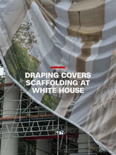 The White House North Portico is covered with a significant amount of scaffolding that's gone up in recent days as workers rehabilitate the exterior columns at President Donald Trump's request. The column updates mark the latest effort in a spate of construction projects the president has taken on both at the White House and across Washington, DC.