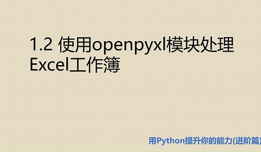进阶篇1.2 使用openpyxl模块处理Excel工作簿