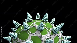 Christmas Trees Loop. This stock motion graphics video shows a spinning Earth filled with Christmas trees.