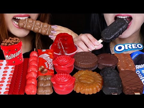 ASMR MALTESERS TEASERS CHOCOLATE BAR, STRAWBERRY ROSE CHOCOLATE BOMBS, OREO ICE CREAM, CHOCO CAKE 먹방