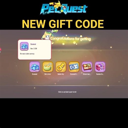 New Weekly Gift Code in PET QUEST!#shorts #pokemon #petquest #viplove