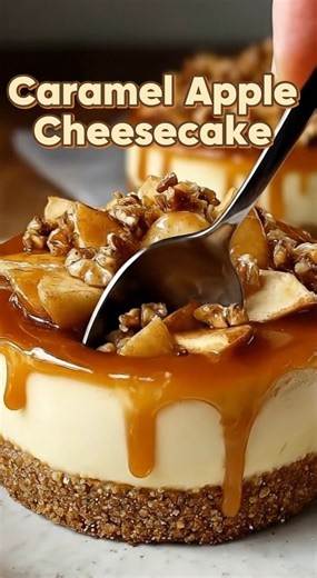 Caramel Apple Cheesecake 🍎🍰 This caramel apple cheesecake is thick, creamy, and dripping with buttery caramel basically fall wrapped in a bakery-style dessert. Sweet cinnamon apples baked right inside a rich cheesecake? Save this recipe, share it with an apple-lover, or tag someone who needs this on their dessert table. Yield: 12 large servings Ingredients: • 1 ½ cups graham cracker crumbs • ½ cup unsalted butter, melted • ¼ cup granulated sugar • 3 cups apples, peeled and sliced (Granny Smith