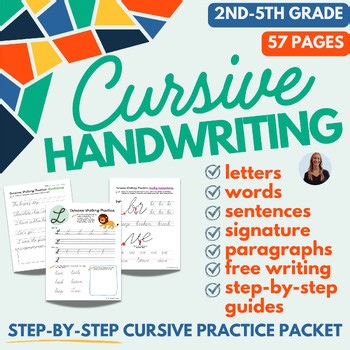 Cursive Handwriting Practice Worksheets | Cursive Writing Packet 2nd-5th Grade