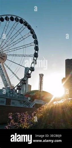 Chicago Illinois 17.10.2024 Navy Pier Ferris Wheel at Sunset in Chicago Skyline, The iconic Navy Pier Ferris Wheel stands tall against a setting sun Stock Video Footage - Alamy
