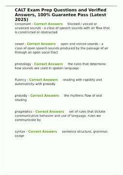 CALT Exam Prep Questions and Verified Answers 100 Guarantee Pass Latest 2025