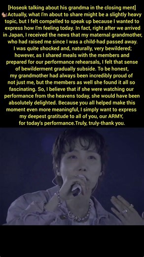 Even with the heavy heart Jhope still continued his performance for ARMY🥺💜#jhope#bts#btsconcert