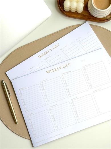 Minimalist A4 Weekly Planner Pad | Undated to Do List, Hourly Checklist Layout - Etsy