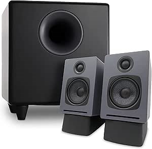 Audioengine A1 Computer Speakers with Subwoofer S8 Black and DS1 Stands
