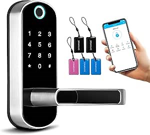Smart Lock,TFX1 Bluetooth Enabled Fingerprint and Touchscreen Electronic Door Lock|TTLock App Unlock|Keyless Entry|Auto Lock|Fingerprint Door Lock for Home Office Apartment Hotel Garage School(Silver)