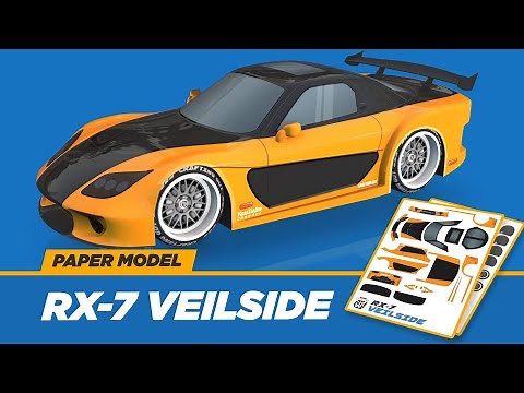 Paper Craft | How to make RX-7 Veilside paper car model | RX-7 Veilside sport car | Tokyo Drift