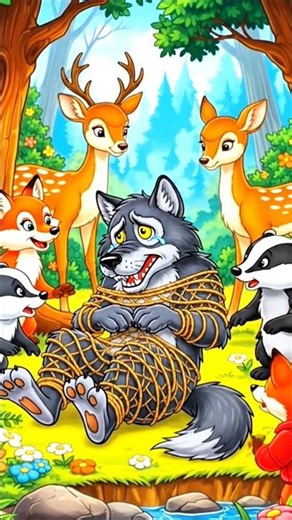 greedy wolf and clever wolf #cartoon #cartooncartoon #kidsstory #shorts #childrenstory #kidscontent