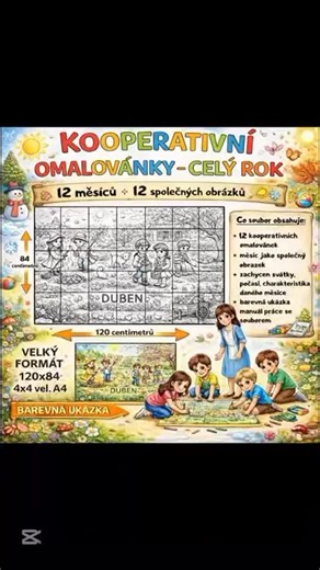 Učíme se hrou s Luckou on Instagram: "🌈 ROK, KTERÝ DĚTI TVOŘÍ SPOLU 🌈 Kooperativní omalovánky na celý rok 12 měsíců. 12 společných obrázků. Jedna velká radost ze spolupráce. 🖍️🤍 Soubor obsahuje kooperativní omalovánky na celý rok, kde každý měsíc vzniká jeden společný obraz – děti pracují po částech, ale výsledek je vždy jeden celek. 🟢 Co soubor obsahuje: 12 kooperativních omalovánek každý měsíc jako společný obraz zachyceny svátky, počasí a charakteristika jednotlivých měsíců velký formát 