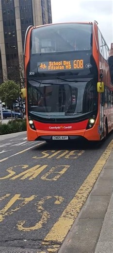 Cardiff bus Enviro400MMC (309) on the 608 to Fitzalon High