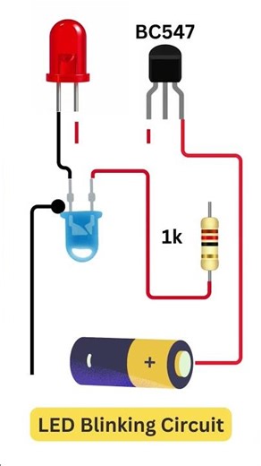 LED Blinking Circuit Using BC547 😱 No Arduino!#ledblinking#bc547#electronics#transistor#diyproject