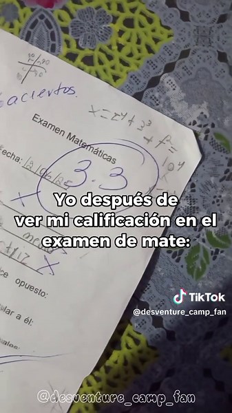 Mis aciertos en el examen de matemáticas