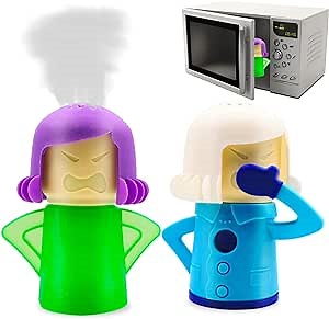 Abnaok Angry Mom Microwave Cleaner and Chilly Mama Fridge Deodoriser 2PCS Easily Clean in Minutes for Home or Office with English Manual