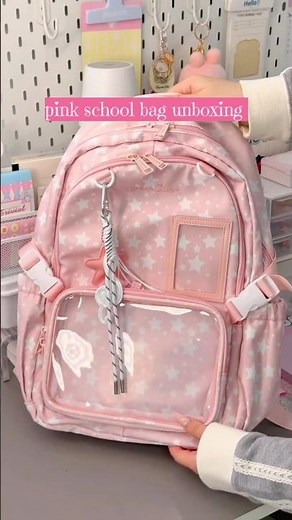 Cute Pink School Bag Unboxing 🎀🎒 | Aesthetic Backpack #shorts#unboxing