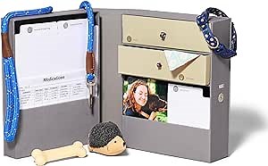 Savor | All-in-One Organizer | Gray Keep Vet Records, Tags, Collars and Fido's Favorite Toy Organized or Keep Cherished Pet Memories Safe in One Convenient Home with This Gift for Pet Parents