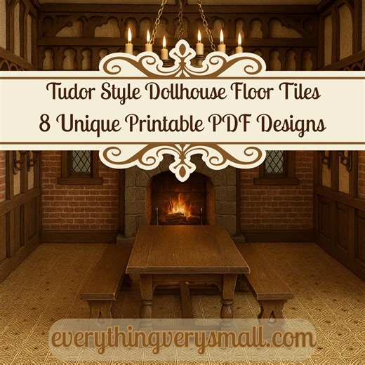 Tudor Style Dollhouse Tiles: 8 Printable PDF Designs for Miniature Flooring & Walls - Etsy UK