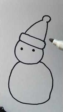 Simple Line Drawing of a Snowman with a Santa Hat | Relaxing Sketch Tutorial for Adults