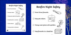 Bonfire Night Safety Poster Colouring Page