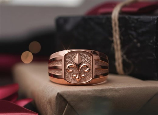 Fleur De Lis Ring 925 Sterling Silver Rose Gold Plated Heraldic Lily Signet Royal Medieval Jewelry Men's Gift - Etsy