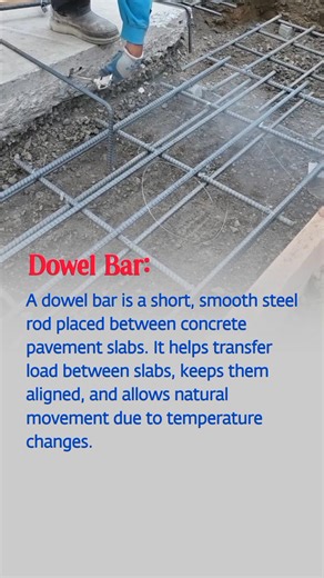 Definition of Dowel Bar Purpose and Function #DowelBar #ConcretePavement #CivilEngineering #LoadTransfer #PavementDesign #HighwayEngineering #ConstructionMaterials #StructuralEngineering #RoadConstruction #PavementJoint #EngineeringNotes | Nazrul With CE