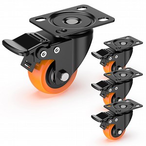 HOLKIE 2 inch Swivel Caster Wheels with Safety Total Lock,(4 pack)360 Degree Heavy Duty Plate Casters,Orange