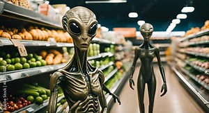 Alien in a supermarket.