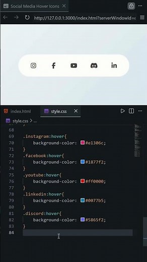 🚀 Premium Social Media Hover Icons using HTML CSS ✨ | Instagram Facebook Discord LinkedIn Youtube UI
