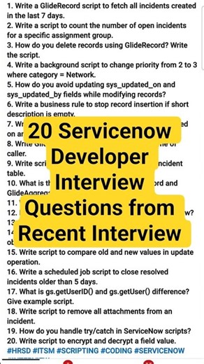 20 Servicenow Developer Interview Questions & Answers #servicenow #skfacts