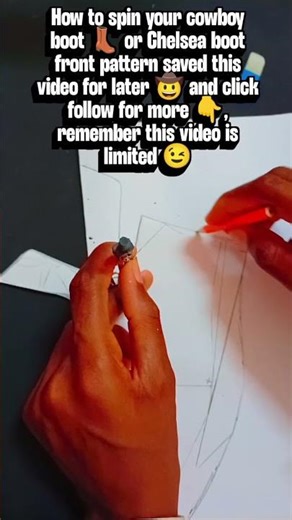 How to spin your cowboy boot 👢 or Chelsea boot front pattern saved this video for later #bootcut